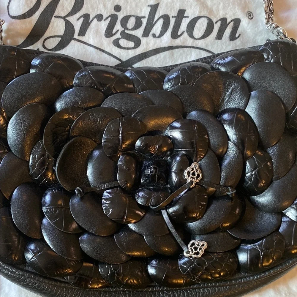 Brighton Black Shoulder Bag with Silver Chain